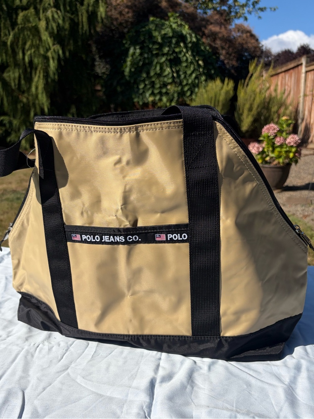 Ralph Lauren Vintage with Tags Polo Jeans Co. Tan and Black Duffel - Picture 3 of 10
